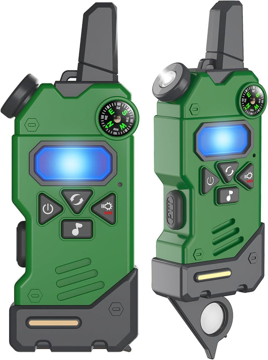 Walkie Talkies for Kids,5 Colourful Channels 2 Way Radio,Compass Flashlight and Magnifying Glass,3 Miles Long Range for Adventure Game,Outside, Camping, Hiking,Toys for 3-12 Year Old Boys Girls