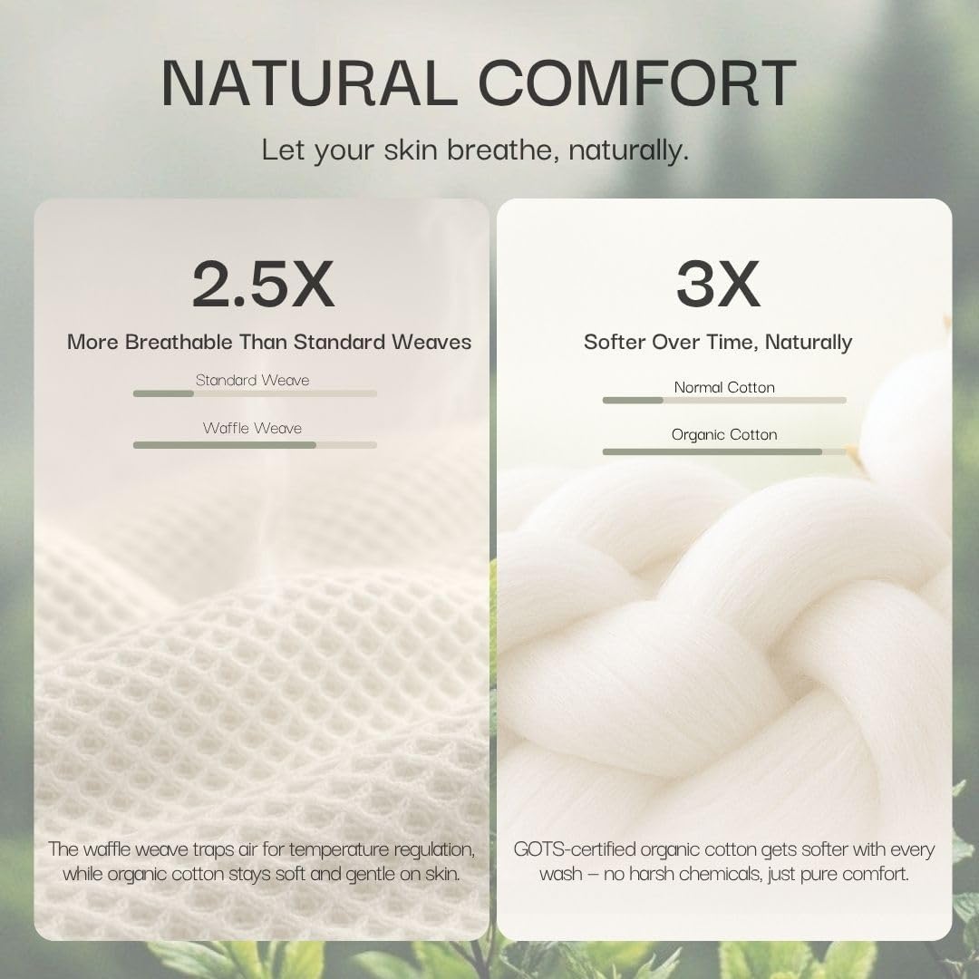 Salt Earth GOTS Certified 100% Organic Cotton Throw Blanket, 108"X90" Blankets & Throws for Bed, Throw Blanket for Couch,Modern & Cozy Blanket, All Season Waffle Blanket, Soft Blanket (Potting Soil)