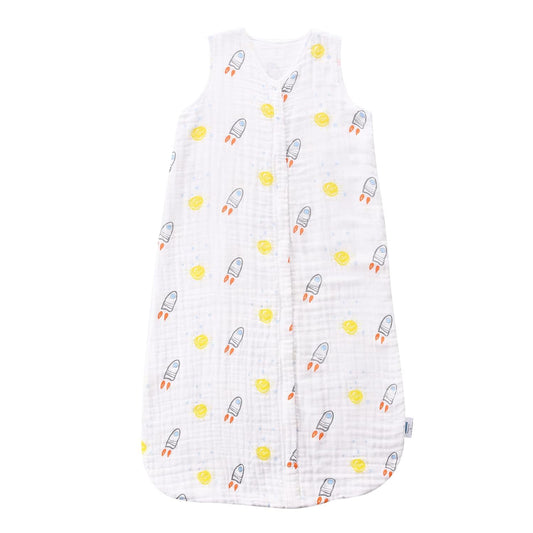 Toddler Sleep Sack for 2-4T Baby, Organic Cotton Wearable Blanket for Boys and Girls 0.5 TOG 2-Way Zipper Sleeping Sacks Soft 4 Layers X-Large Rocket