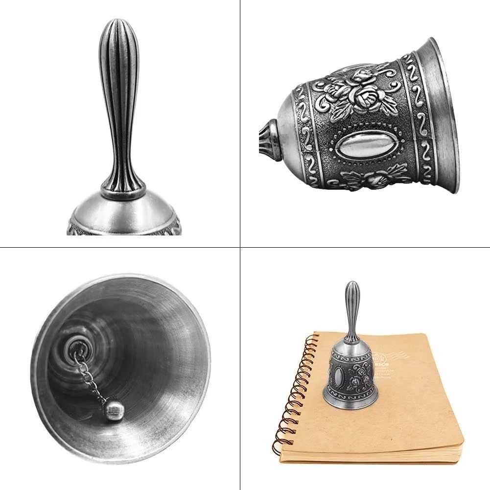 Hourwof Metal Wedding & Christmas Bells - Decorative Service Call Bells, Silver