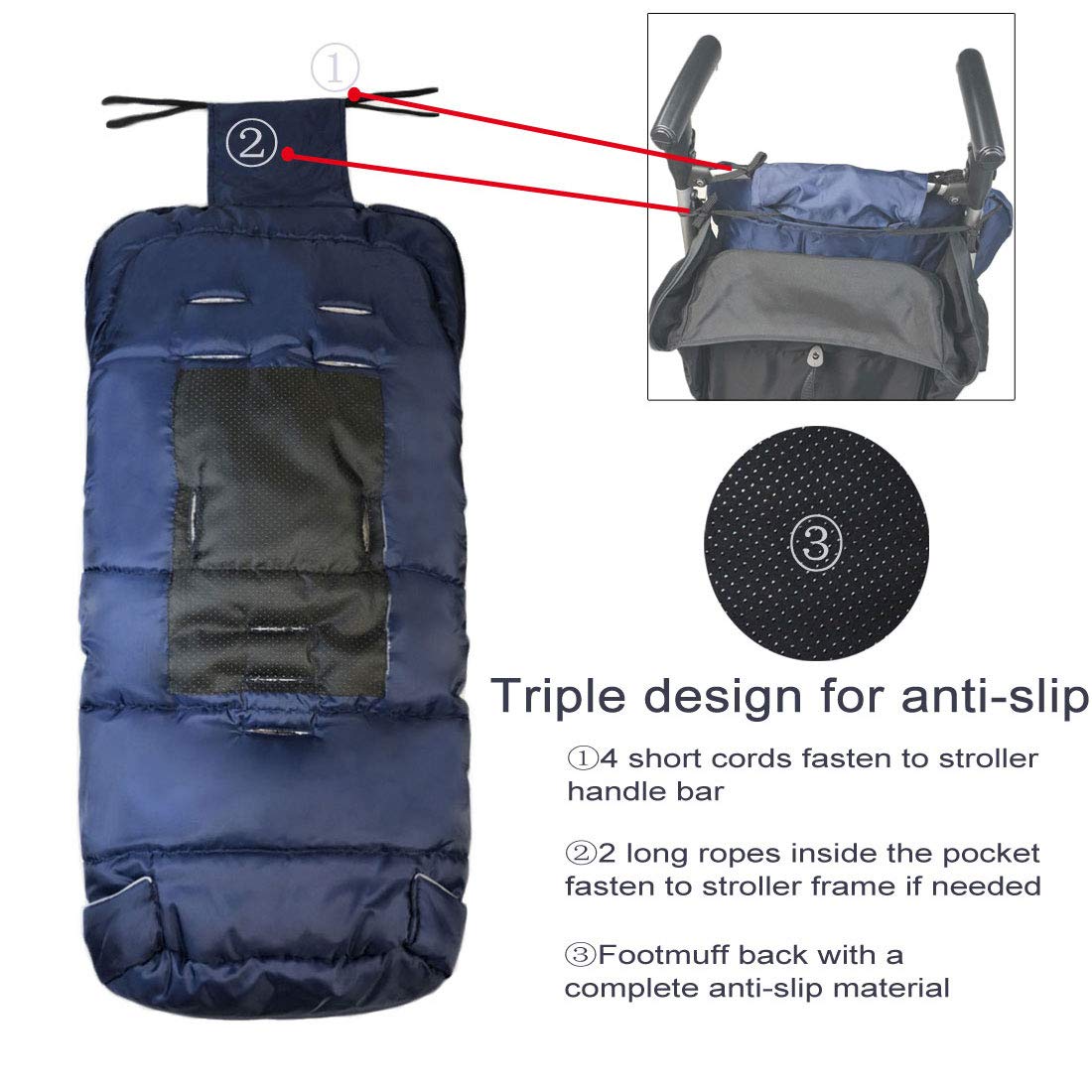 Anti-Kick Winter Waterproof Extendable Baby Bunting Bag Adaptable for Most Strollers Travel Gear Toddler Universal Stroller Footmuff 6-36Months Baby