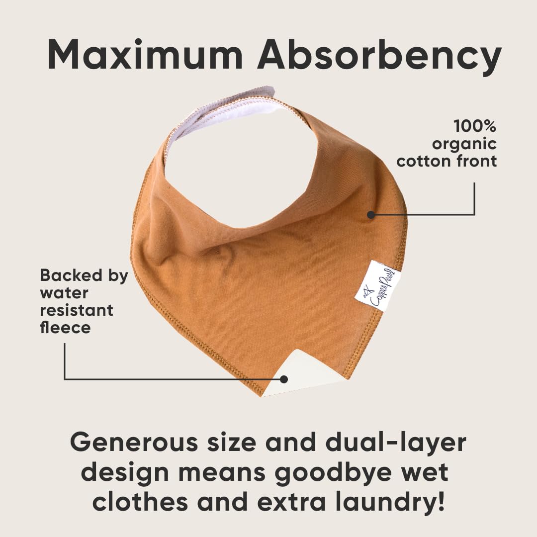 Copper Pearl 4 Pack Soft Cotton Baby Bibs for Drooling and Teething, Absorbent Drool Bibs for Baby Girl and Boy, Adjustable to Fit Newborns to Toddlers, Tons of Styles (Ridge)
