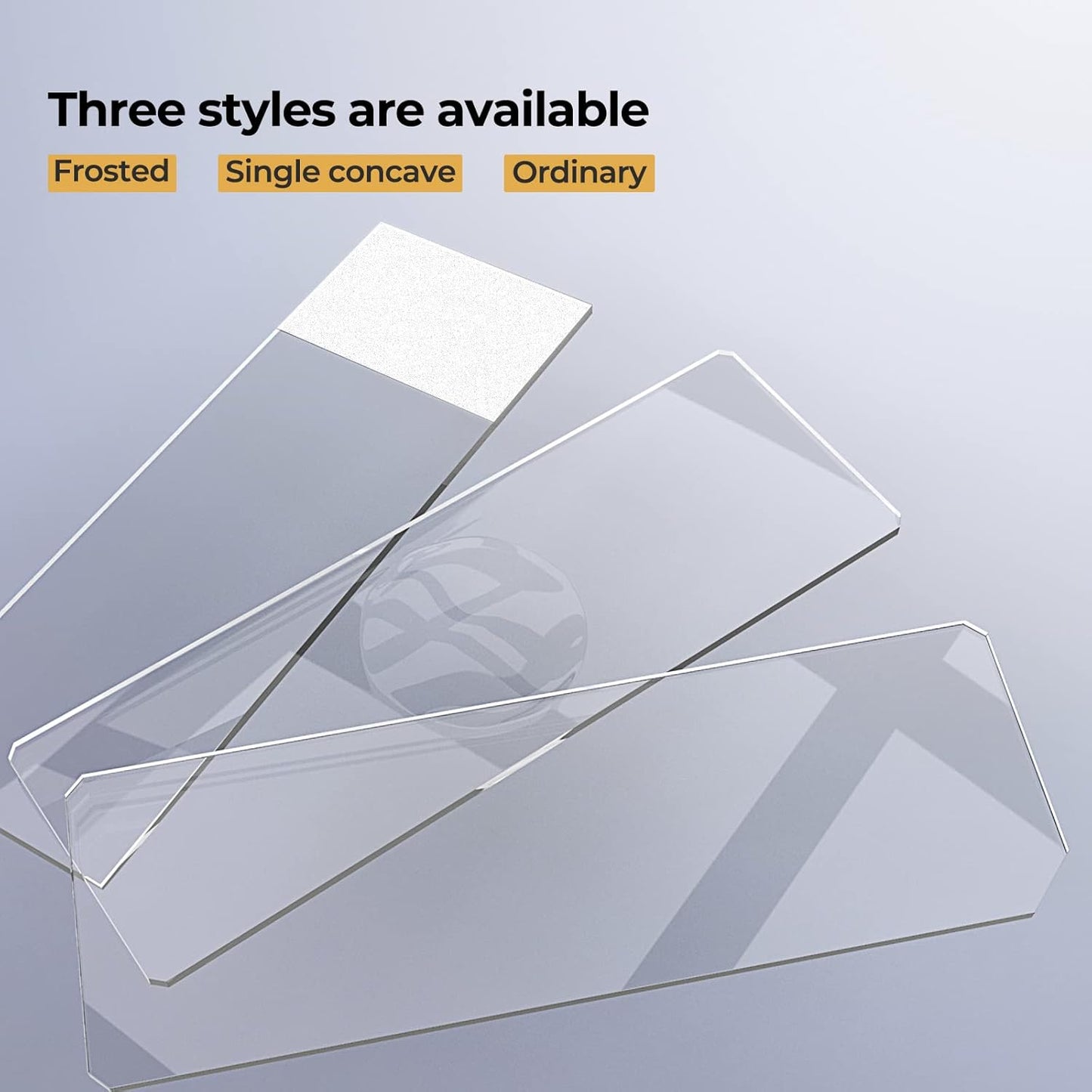 Rounded Edge Microscope Slides Kit, 50 Pcs Pre-Cleaned Blank Microscope Slides and 100 Pcs 22x22mm Square Coverslips Cover Glass for Monocular Binocular Trinocular Microscopes