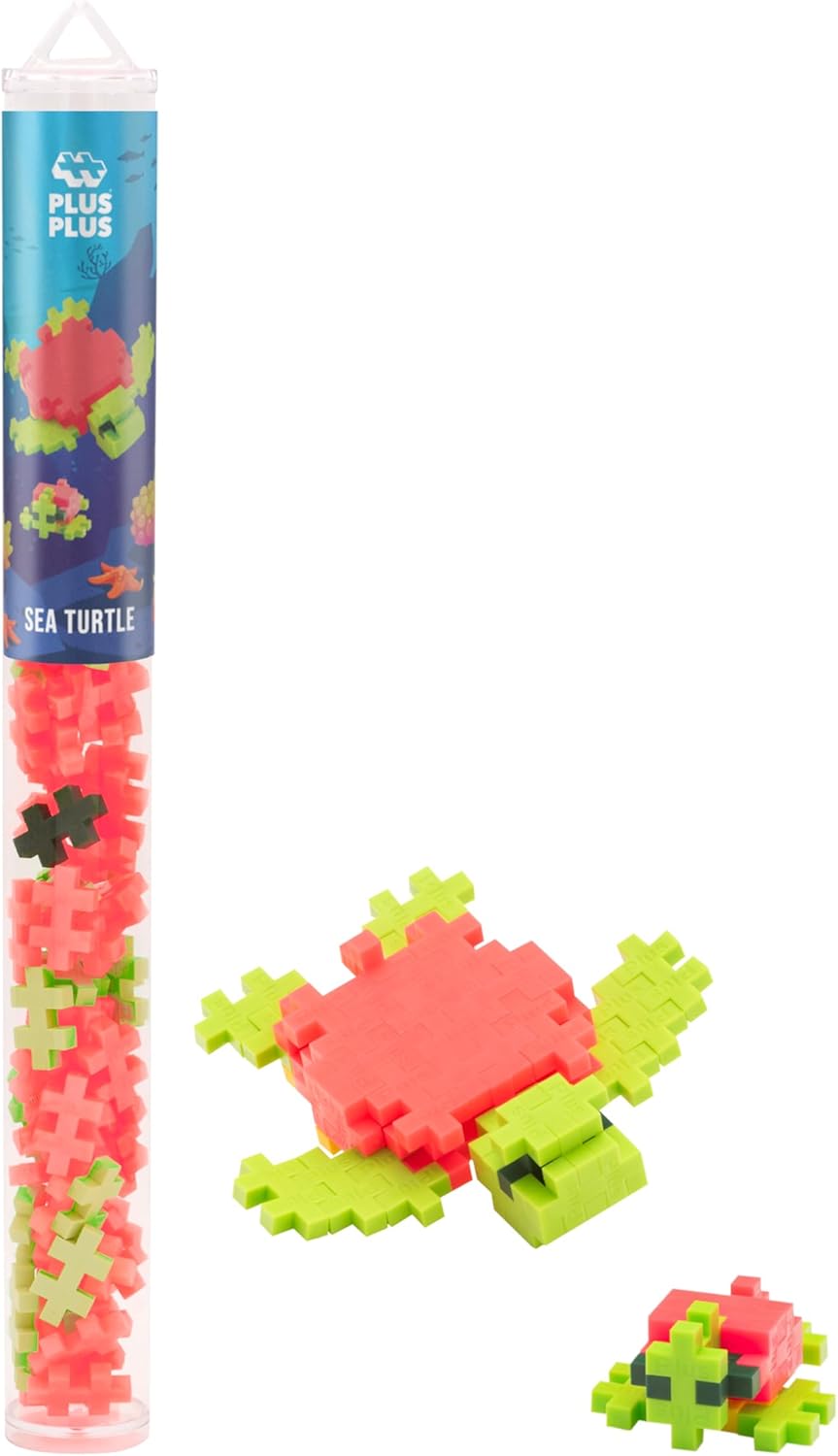 PLUS PLUS Building Block Playset Kit, Themed Figures 3D Puzzle, Fun Stem Toys for Kids, 350 Mini Interlocking Pieces - 5 Tube Bundle, Ocean