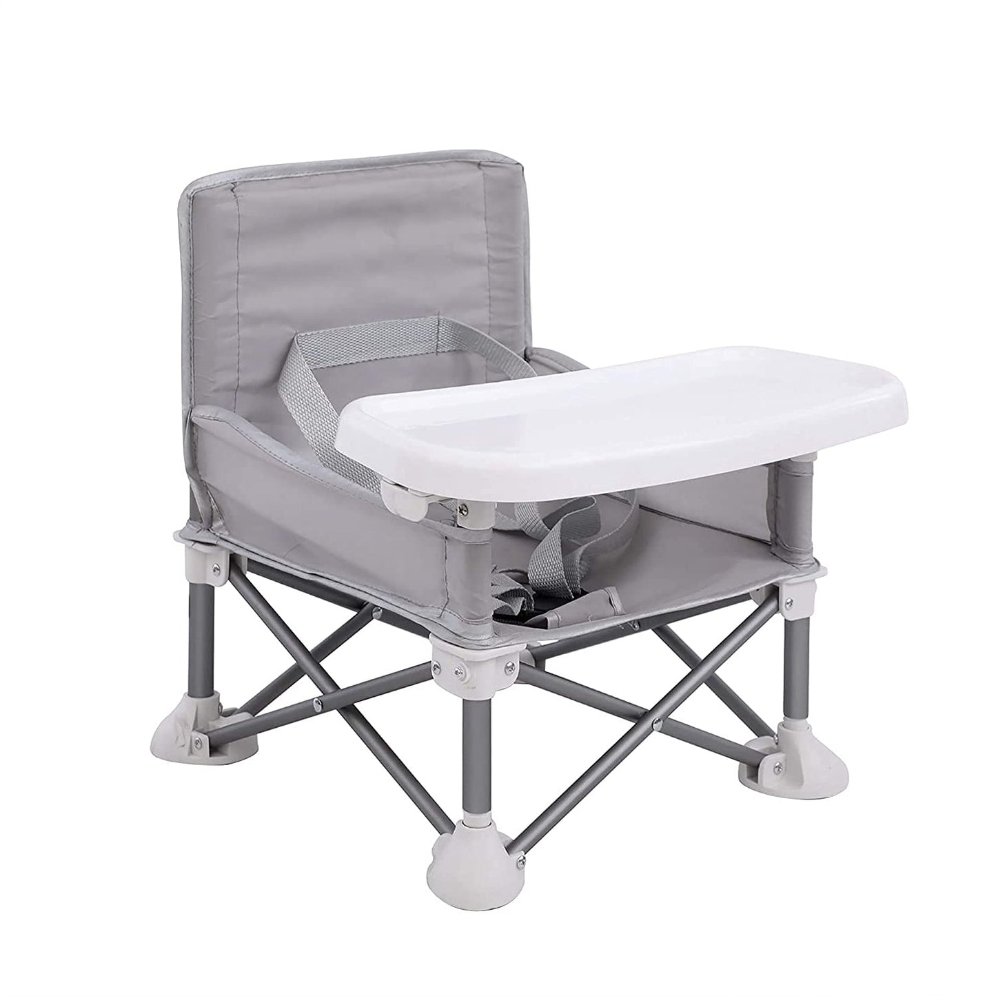 PandaEar Portable Baby Seat Travel| Compact Fold with Straps for Indoor/Outdoor Use| Great for Camping, Beach, Lawn |Toddlers, Kids, Boys, Girls (Grey with Placemat)