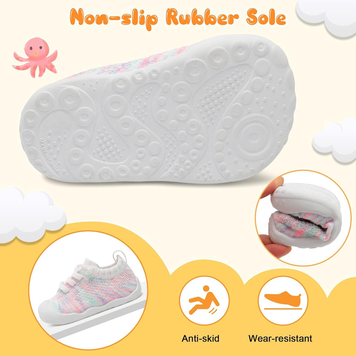 JIASUQI Baby Shoes for Toddler Boys Girls Sneakers Slip on Walking Shoes for Babies