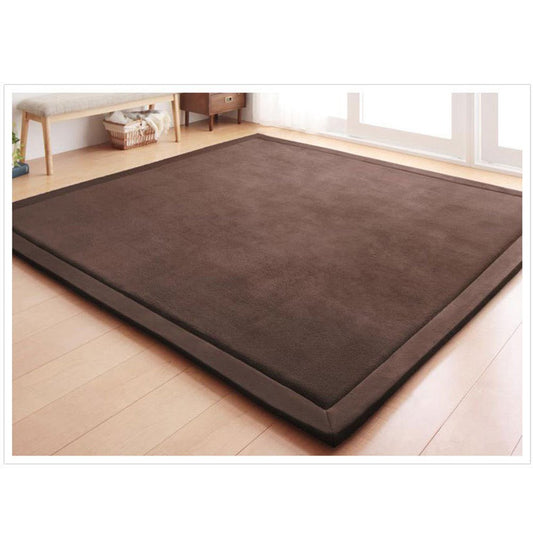 Loartee Coral Velvet Crawling Rugs Area Rugs Play Mat (6'8"x9'8", Coffee) for Toddler Children Yoga Exercise Pads Carpet