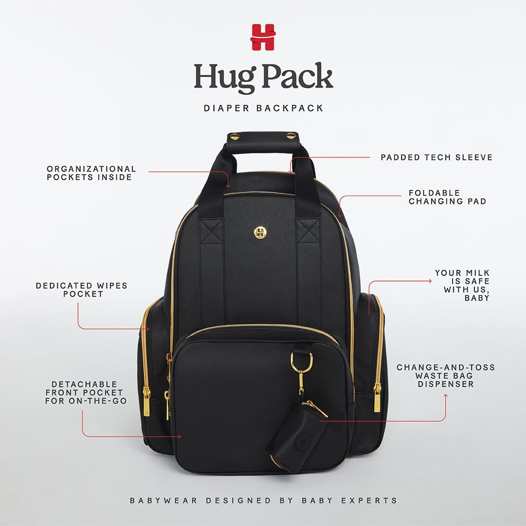 Huggies Signature Hug Pack Diaper Backpack, Black, O/S