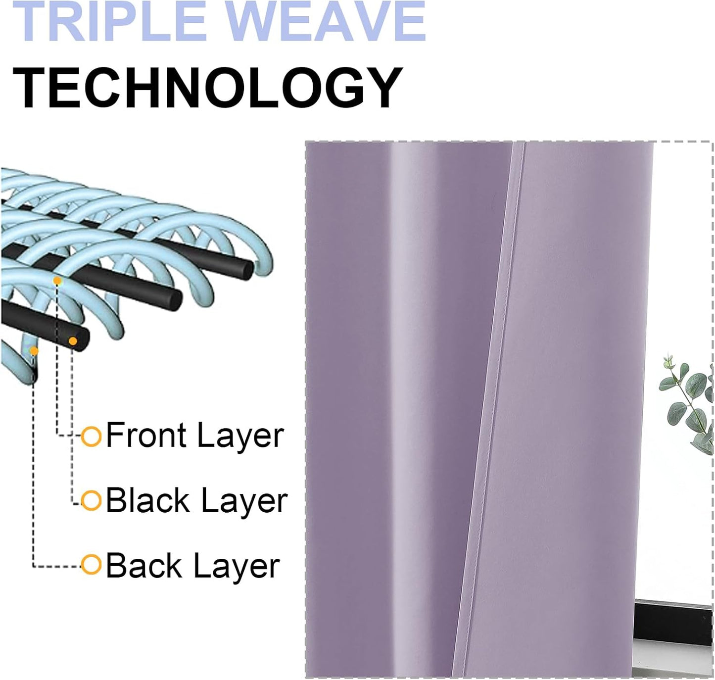 Simplebrand Ava Lilac Short Blackout Curtains for Bedroom 54 Inches Long 2 Panels Set, Solid Thermal Insulated, Energy Saving Window Treatment Curtains Blackout Drapes, W40 x L54 Inch, Lilac