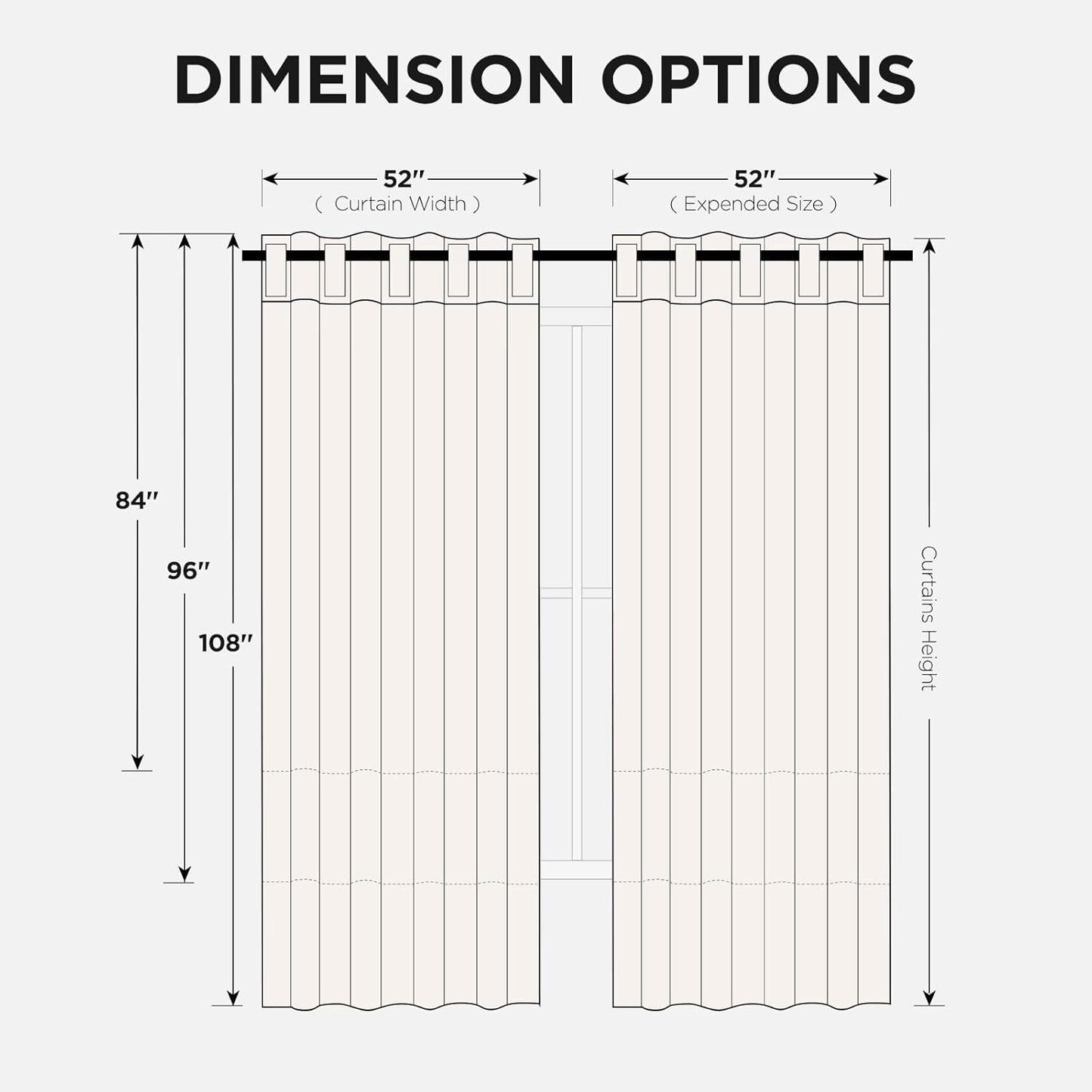 Joydeco Blackout Curtains 108 Inches Long, Thermal Insulated Black Out Curtains 2 Panels Set, Room Darkening Drapes for Living Room Window Rod Pocket Back Tab (W52 x L108 Inch, Beige)