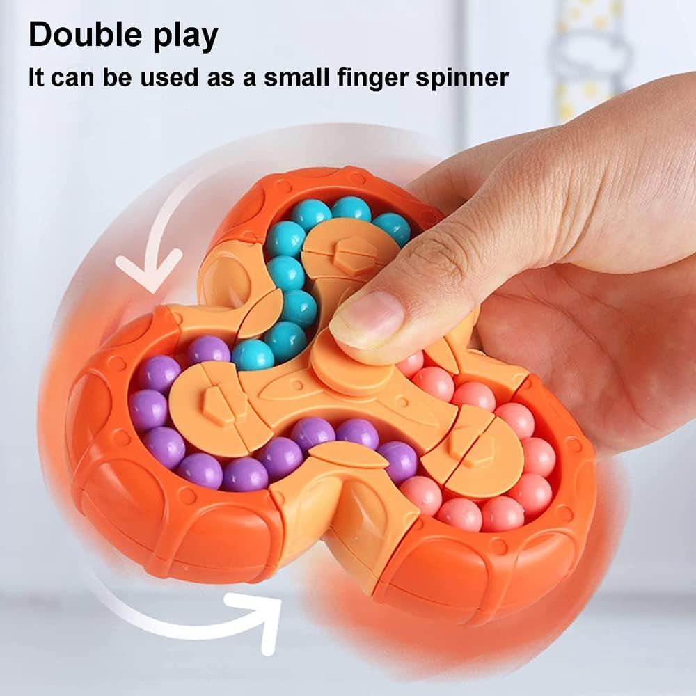Magic Bean Rotating Cube, Rotating Finger Fidget Puzzle Toy,Boys Girl Handheld Spinner Stress Anxiety Relief Ball Game Sensory Toys,Gift for Kids Ages 3 Above Christmas Birthday Easter
