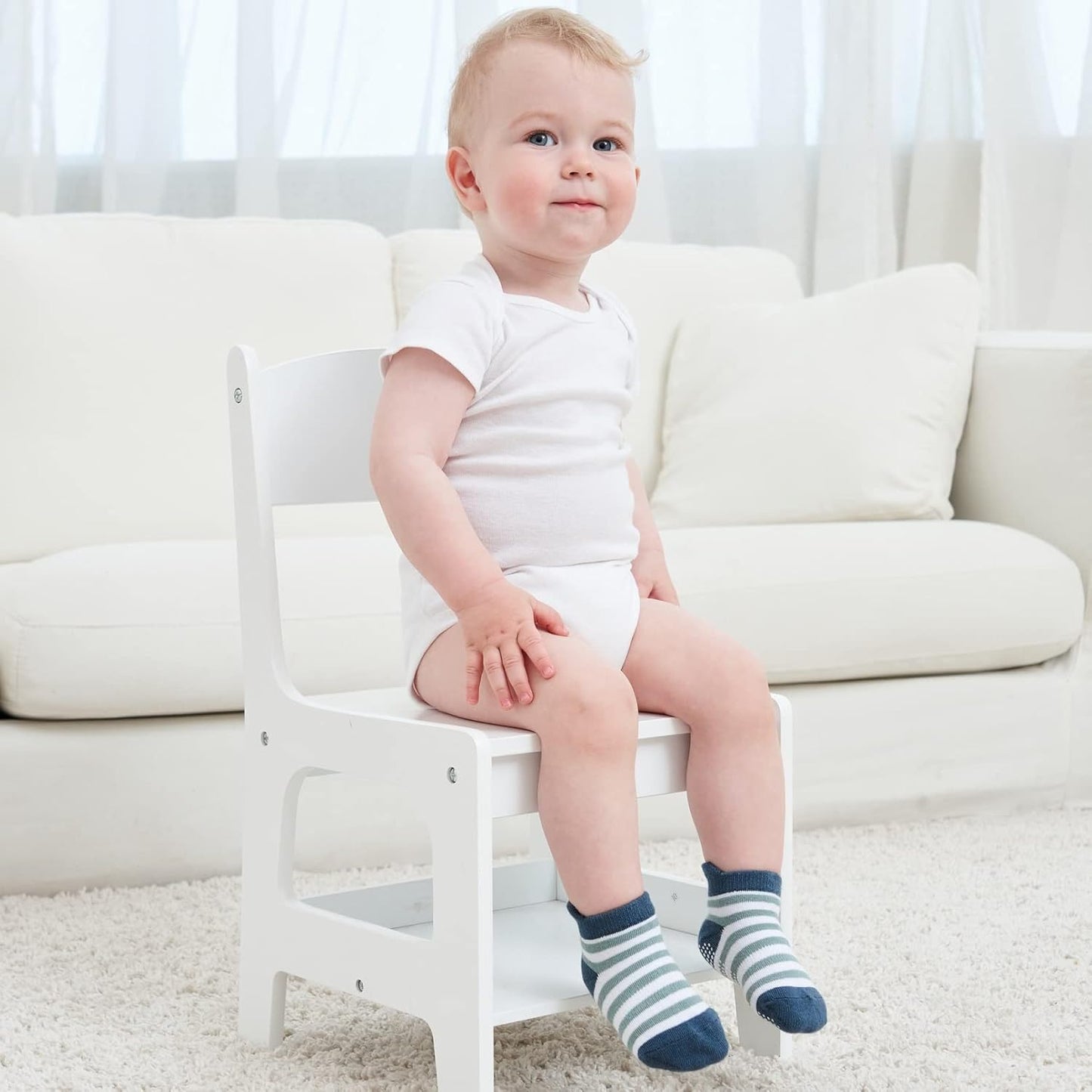 Zaples Baby Non Slip Grip Ankle Socks with Non Skid Soles for Infants Toddlers Kids Boys Girls