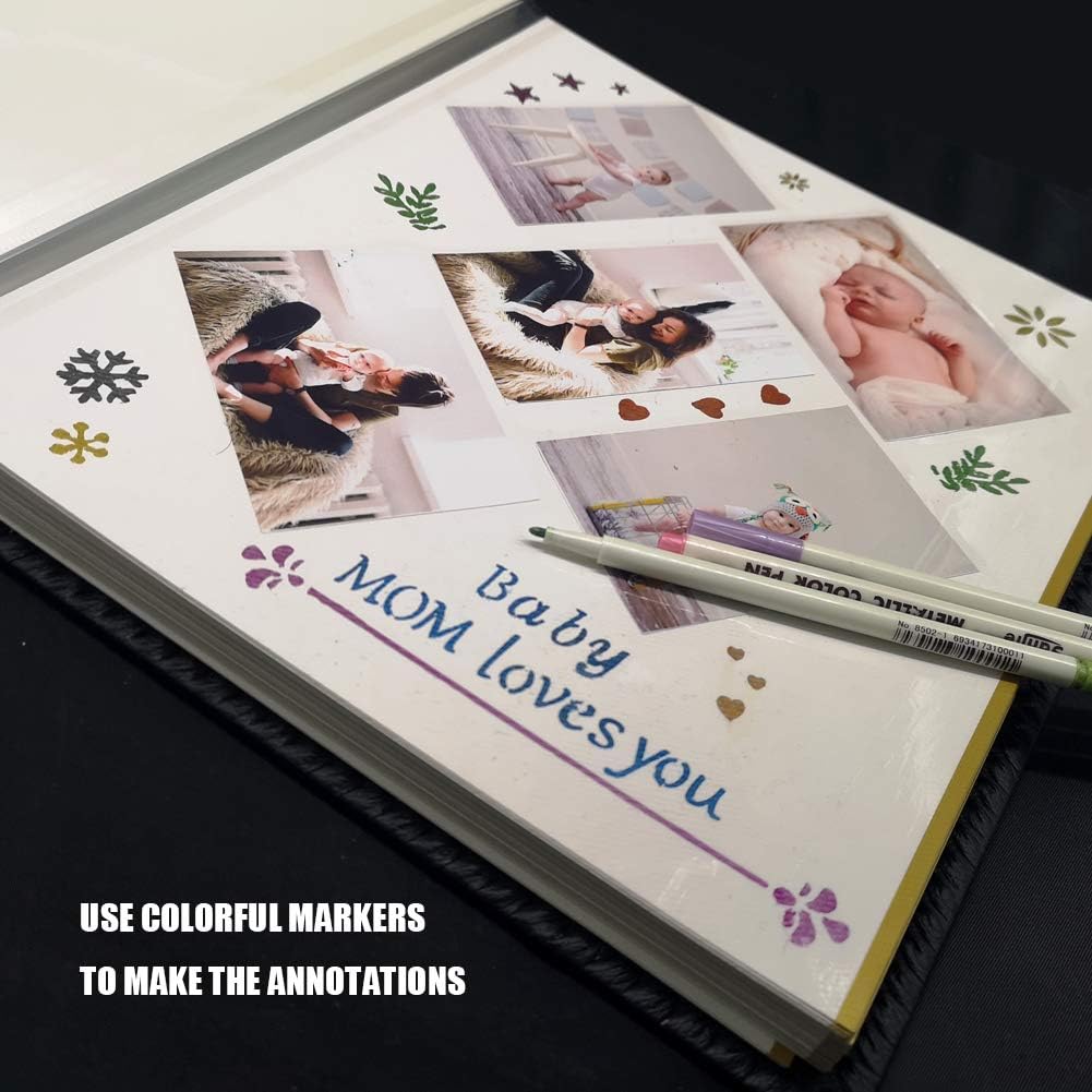 Photo Album Self Adhesive Pages, Large Magnetic Self-Stick Picture Album with Leather Vintage Inspired Cover, DIY Albums Holds 3X5, 4X6, 5X7, 6X8, 8X10 10X12 Photos (Darkgreen 40 Pages)