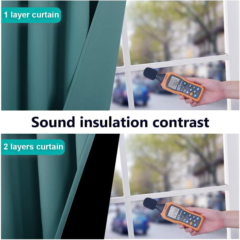 NICETOWN Blackout Curtains 80 inches Long, 2 Pieces, 42" Wide Each Panel, Sea Teal, Full Light Blocking Drapes with Black Liner for Nursery, Thermal Insulated Draperies for Hall, Villa
