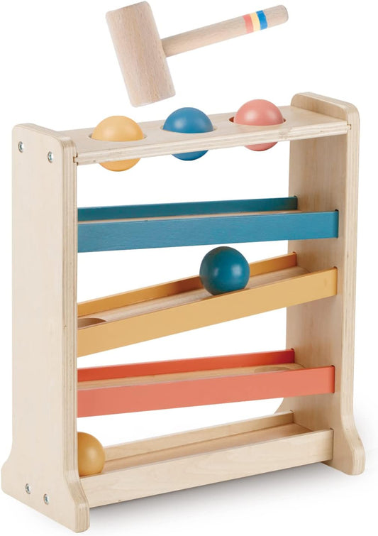 Montessori Ball Tracker, Award Winning Durable Pound A Ball Drop Toy, Early Developmental Montessori Toys, Wooden Toys for Toddlers 1-3 Year Old - Great Birthday Gift