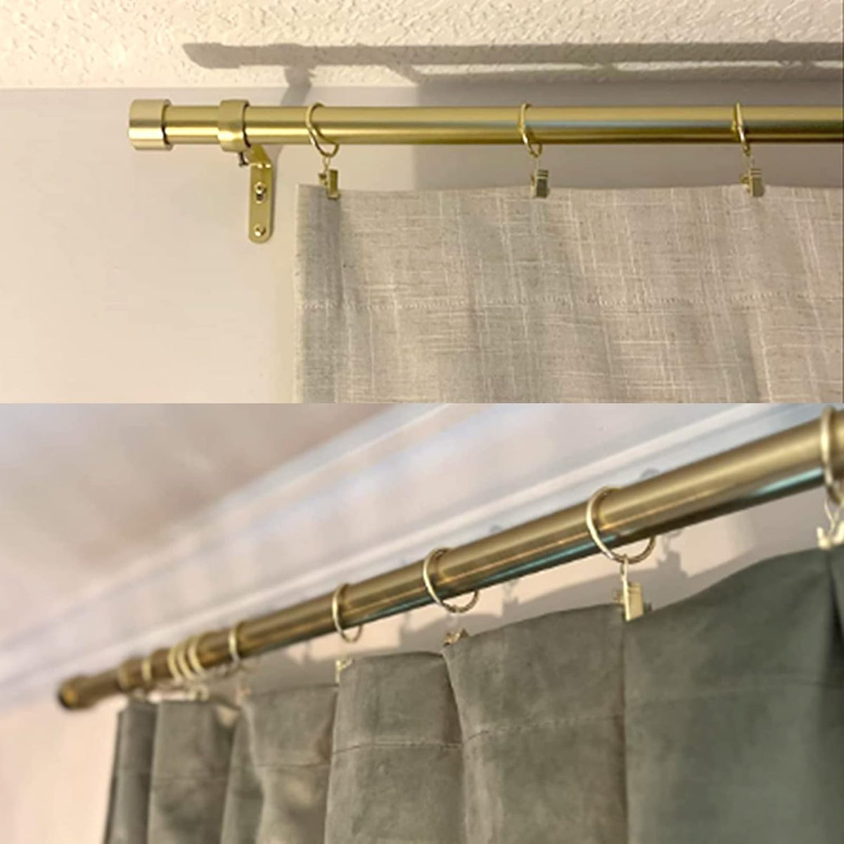40 Pack Gold Curtain Rings with Clips, Curtain Hooks Hangers Clip Rings for Hanging Drapes Bows Hat, Drapery Rings 1.26 in I D, Fits up to 1 in Diameter Curtain Rod.