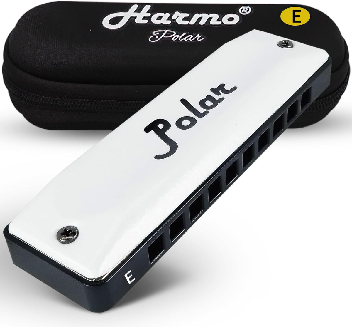 Harmo Polar Diatonic Harmonica Key of E - 10 Holes 20 Notes, Blues Harp Mouth Organ With Case, Phosphor Bronze Reeds, Suitable for All Genres, Harmonica for Kids, Adult, Beginners & Professionals