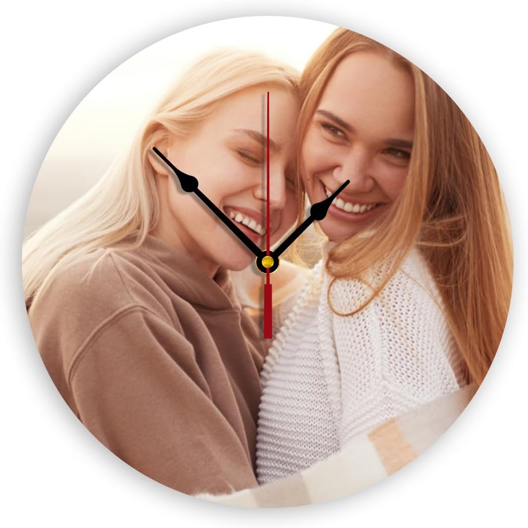 Generic Custom Clocks for Walls Personalized Picture Hanging Time Clocks Customized Round Clock for Birthday Wedding Present Creative, 10inch-25cm