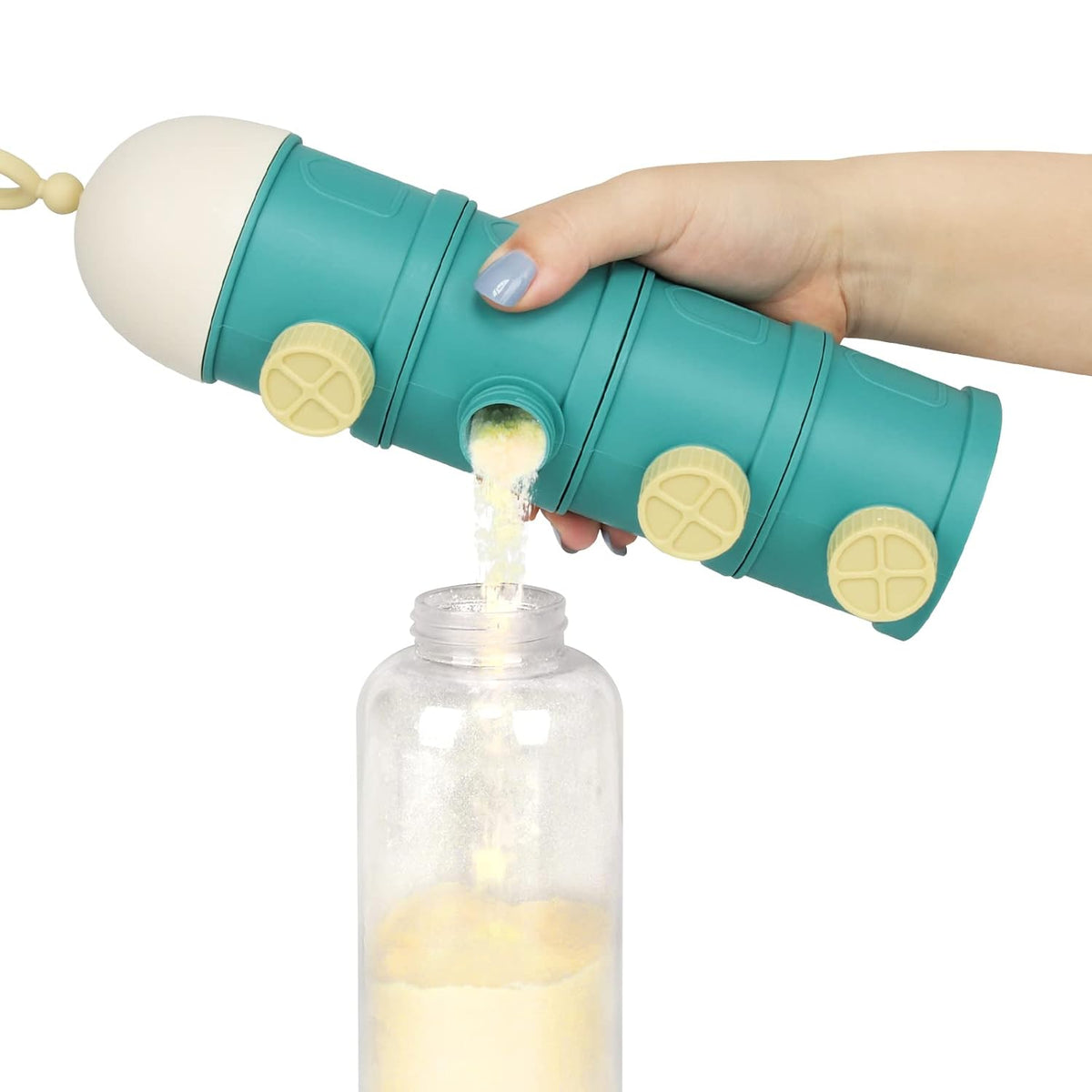 Accmor Formula Dispenser On The Go, 4 Layers Stackable Formula Container to Go, Non-Spill Portable Milk Powder Baby & Kids Snack Container, Green
