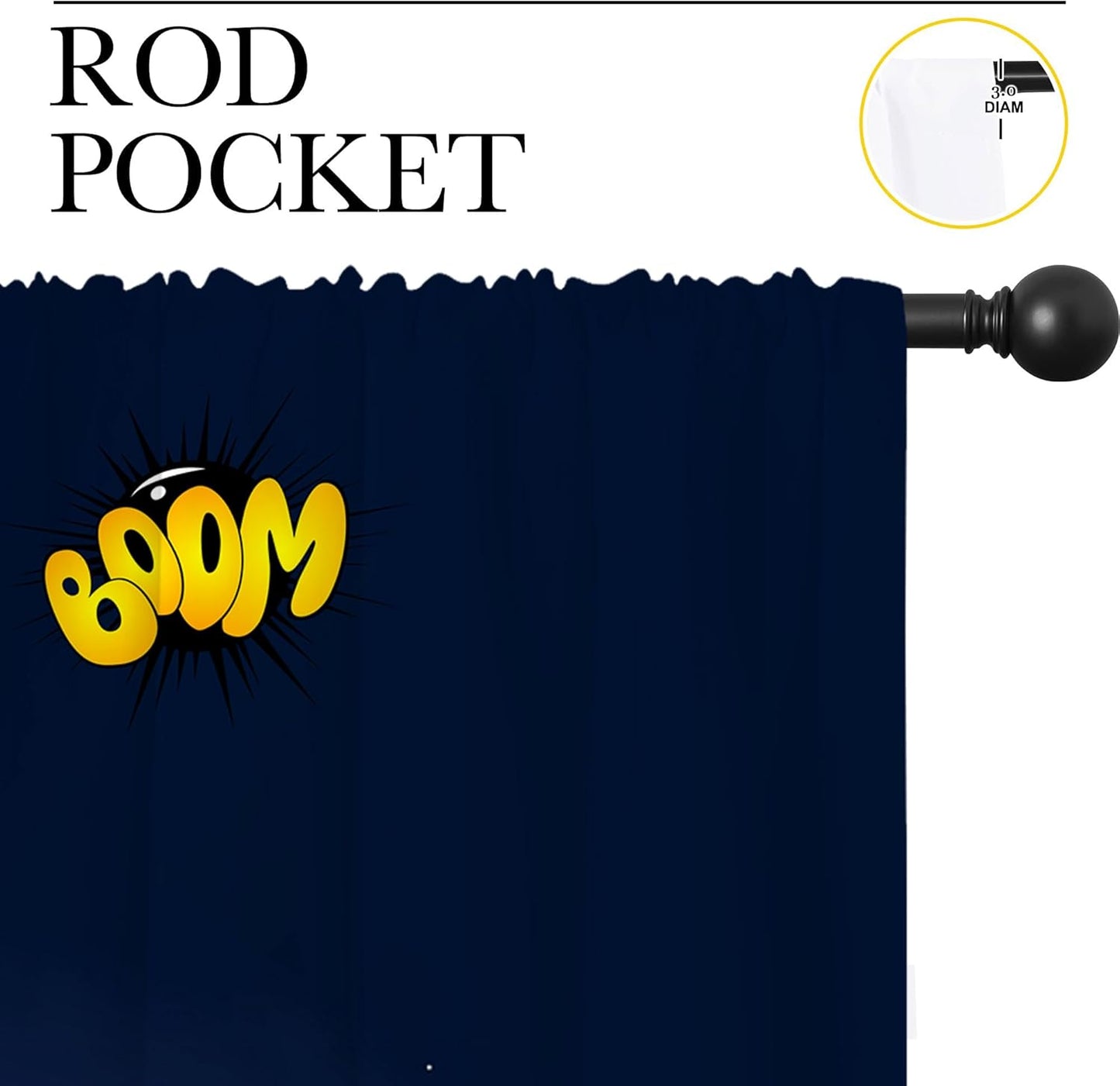 Superhero Rod Pocket Blackout Curtains for Boy Girl Bedroom, Cartoon Skyline Buildings Cityscape Thermal Insulated Home Window Drapes for Living Room Darkening, 84x72 inch