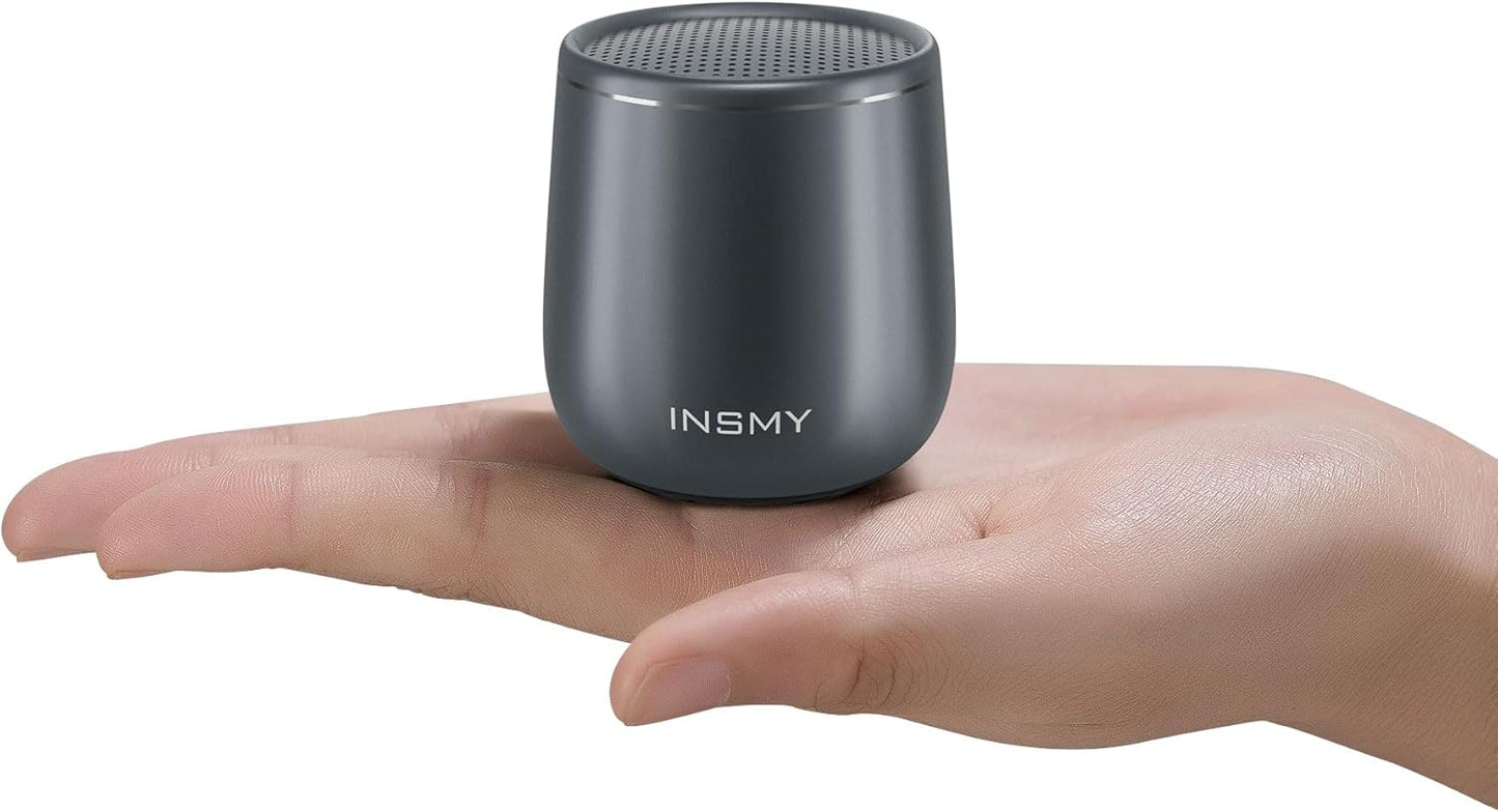 INSMY Small Bluetooth Speaker, Waterproof Mini Portable Wireless Speaker, Punchy Bass Rich Audio Stereo Pairing, Handheld Pocket Size Built in Mic for Hiking Biking Gift Laptop Tablet (Gray)