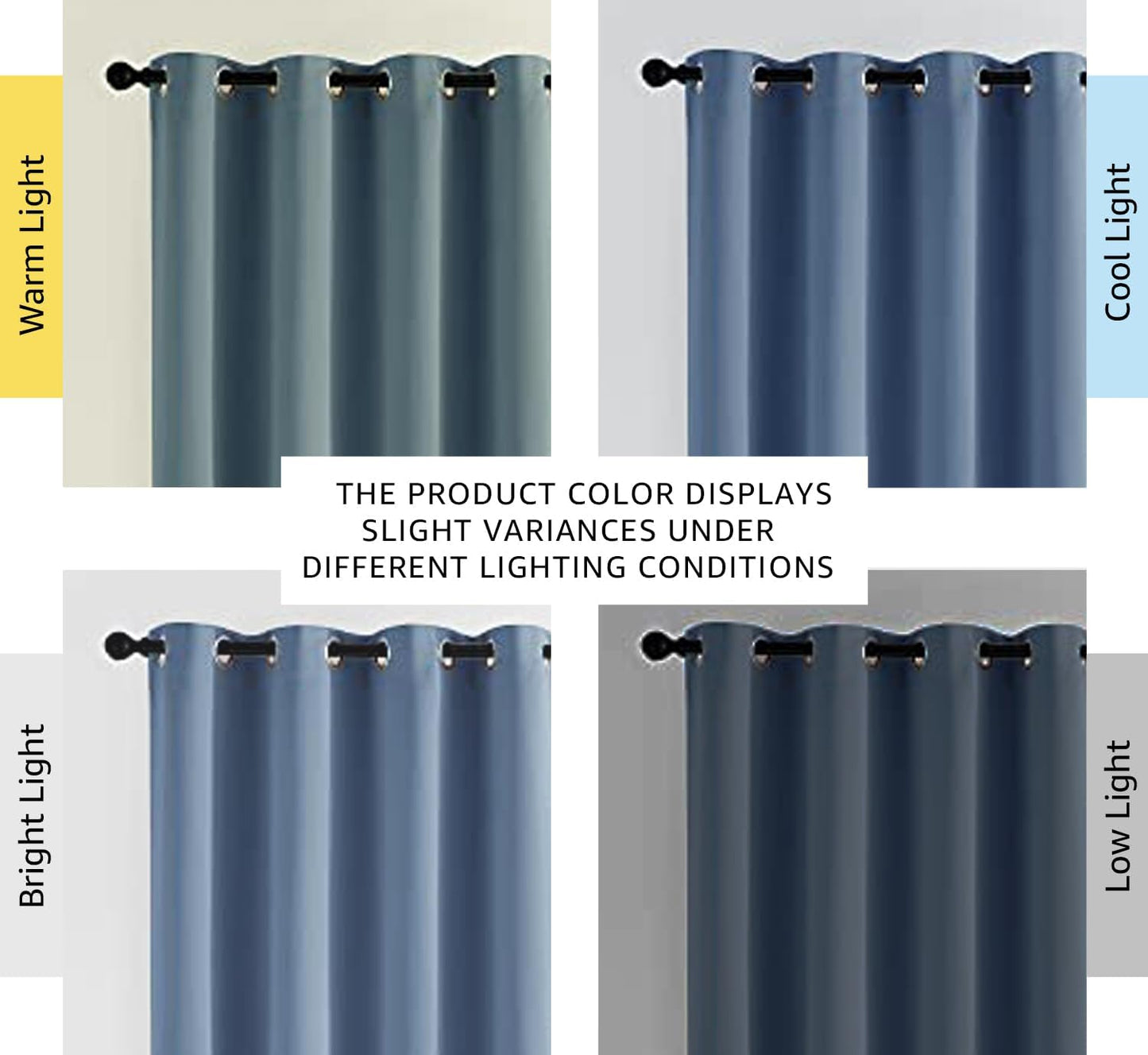 NICETOWN Stone Blue Blackout Curtains for Living Room 84 inches Long - Thermal Insulated Grommet Room Darkening Window Treatments Sound Reducing Drapes for Bedroom, 2 Panels, W52 x L84