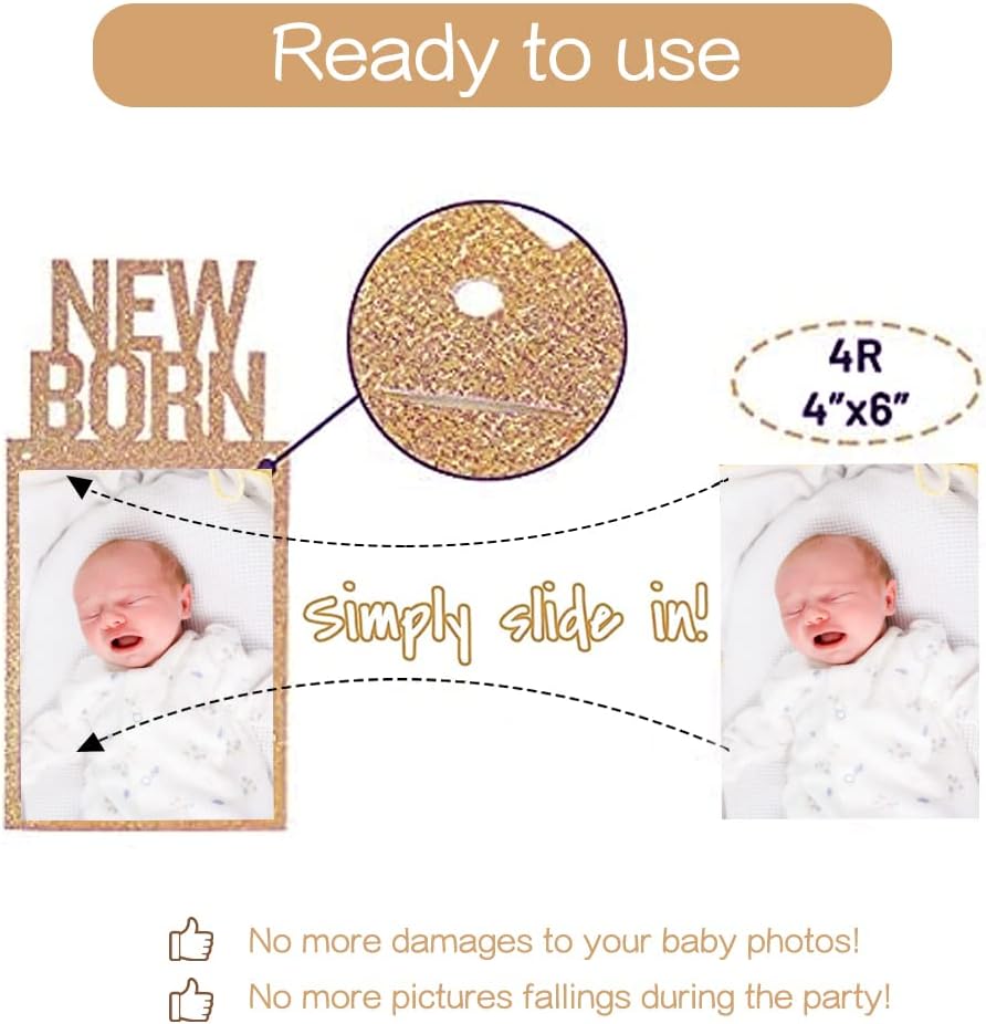 Monthly Photo Banner First Birthday Photo Banner for Newborn to 12 Months First Birth Decorations with Birthday Cake Topper & High Chair Banner