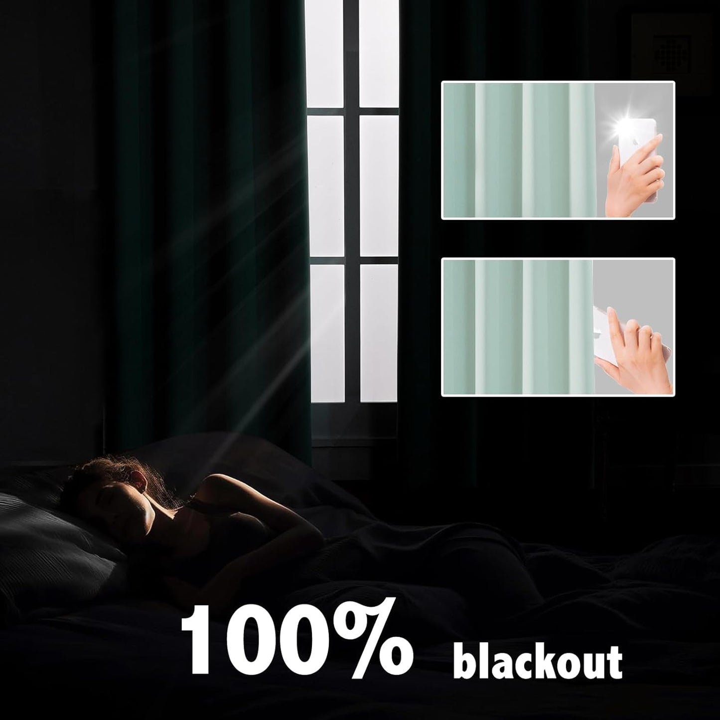 Anytime 100% Blackout Curtain Set, Thermal Insulated & Energy Efficiency Window Draperies for Guest Room, Full Shading Panels for Shift Worker and Light Sleepers（Light Blue, 2 Panels, 70W x 84L）