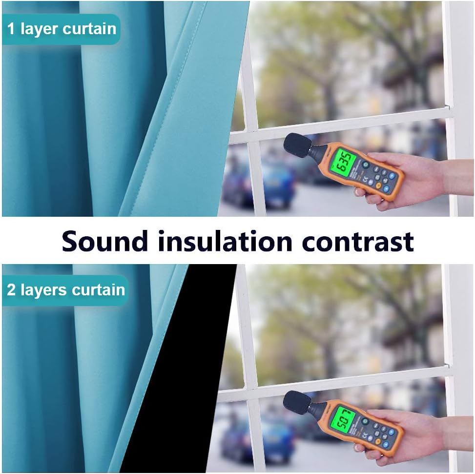 NICETOWN 100% Blackout Lined Curtains, Teal Blue, 1 Pair, 62" Width x 63" Length Each Panel, 2 Thick Layers Completely Blackout Window Treatment Thermal Insulated Drapes for Kitchen/Bedroom