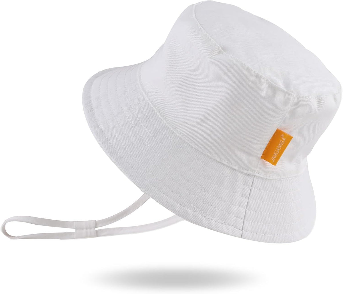 JANGANNSA Cotton Baby Sun Hat Infant Toddler Boys Girls Bucket Hats Summer Sun Protection Kids Beach Caps