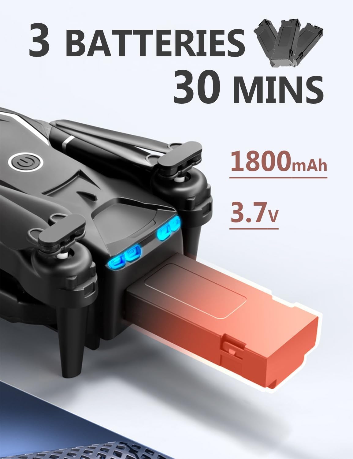 Cool Mini Drone with Camera for Kids Adults Beginners, 1080P FPV Camera Remote Control Drone for Kids with 3 Batteries, One-Click Take Off/Landing, Altitude Hold, Headless Mode, 360° Flips, 3-Gear Speeds , Emergency Stop, Toys Gifts for Kids