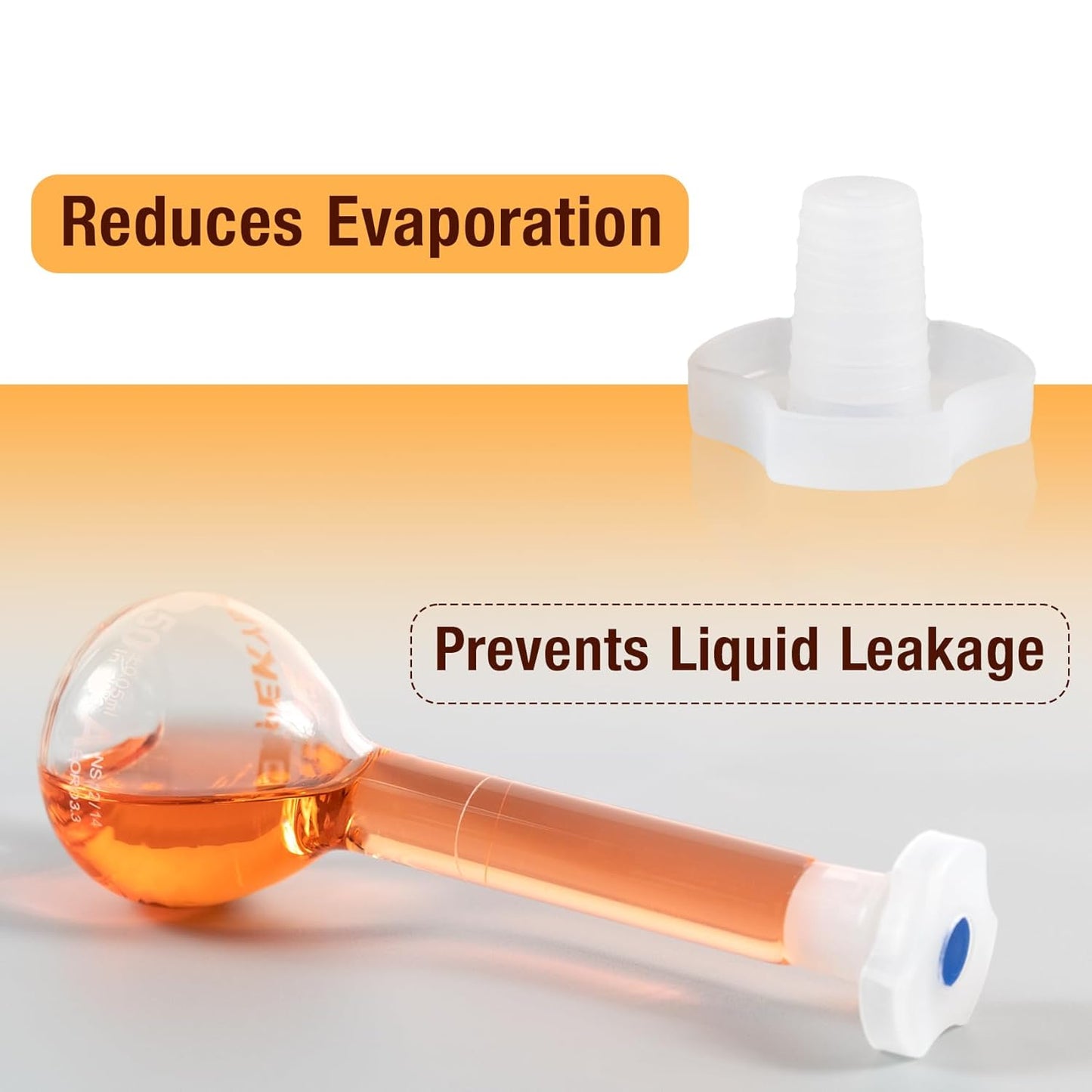 50ML Amber Volumetric Flask Set|ASTM Class A 3.3 Borosilicate Glass|Polypropylene Stopper|White Graduation|for Analytical Chemistry Work|2PCS