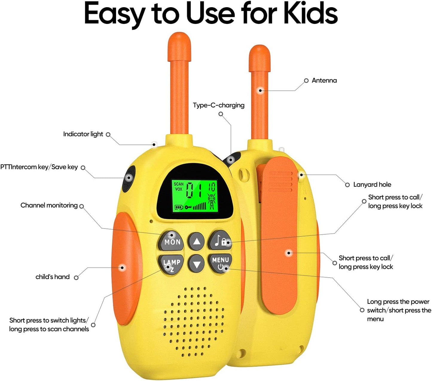 Walkie Talkies for Kids Rechargeable Toys for Ages 3-12 Boys Girls, 22 Channels 2 Way Radio Toy Christmas Birthday Gifts for Girls Boys Ages 3-12 Camping Hiking Outdoor Easter Basket Stuffers