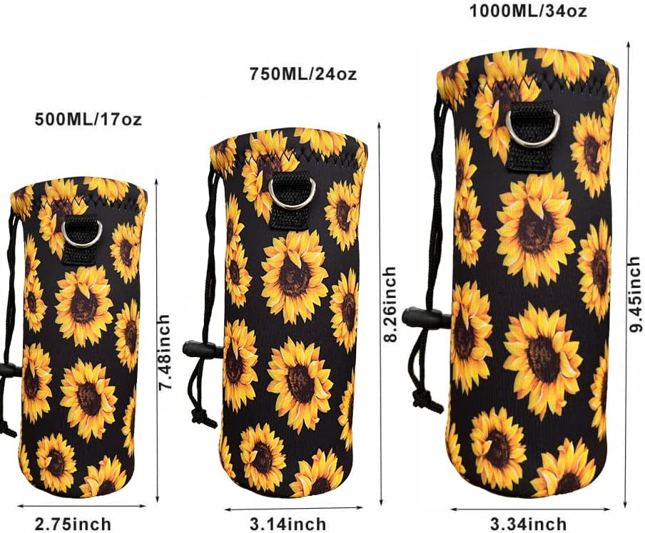 RICHEN Neoprene Water Bottle Carrier Bag with Adjustable Shoulder Strap,Insulated Water Bottle Cover for Stainless Steel/Glass/Plastic Bottles