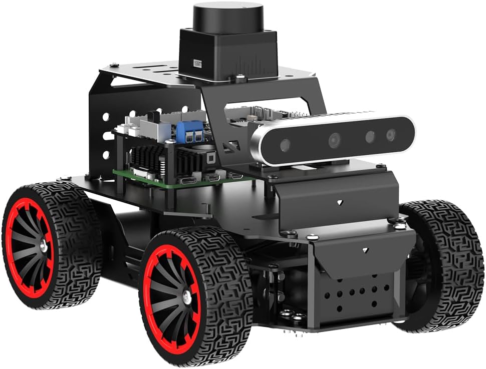 Robot Car for Raspberry Pi 5 ROS2 Humble Ubuntu Programmable AI Vision Smart Robot Kit, Lidar SLAM Mapping Navigation Path Planning Autonomous Driving Ackermann Chassis, MentorPi A1 with RPi 5 4GB