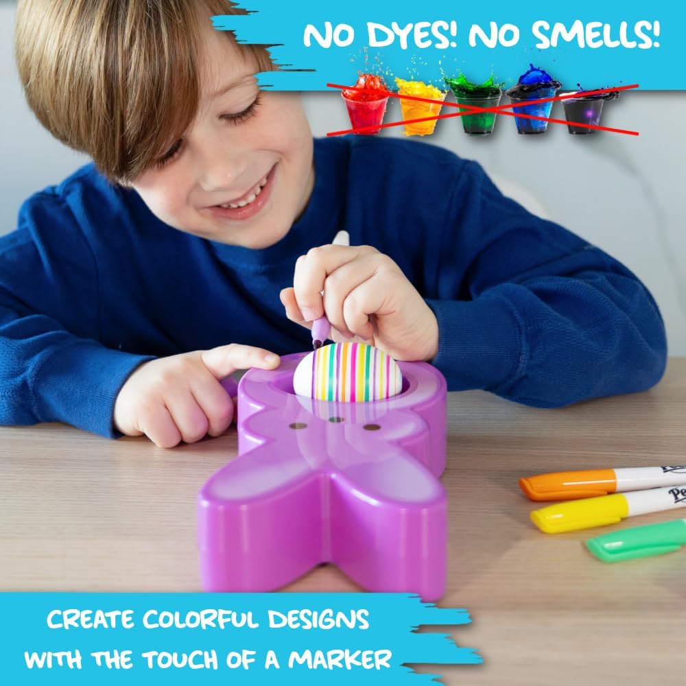 The Eggmazing Egg Decorator - Peeps Bunny - Arts and Craft Set Includes 6 Colorful Quick Drying, Non-Toxic Markers - Purple - Packaging May Vary