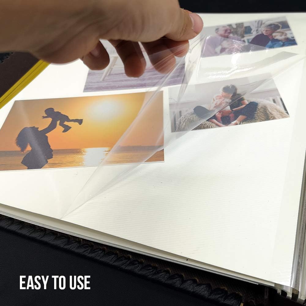 Photo Album Self Adhesive Pages, Large Magnetic Self-Stick Picture Album with Leather Vintage Inspired Cover, DIY Albums Holds 3X5, 4X6, 5X7, 6X8, 8X10 10X12 Photos (Darkgreen 40 Pages)