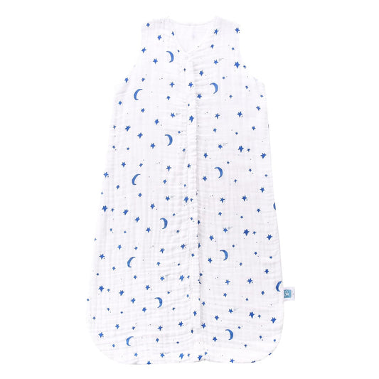 Toddler Sleep Sack for 2-4T Baby, Organic Cotton Wearable Blanket for Boys and Girls 0.5 TOG 2-Way Zipper Soft 4 Layers X-Large Star Moon