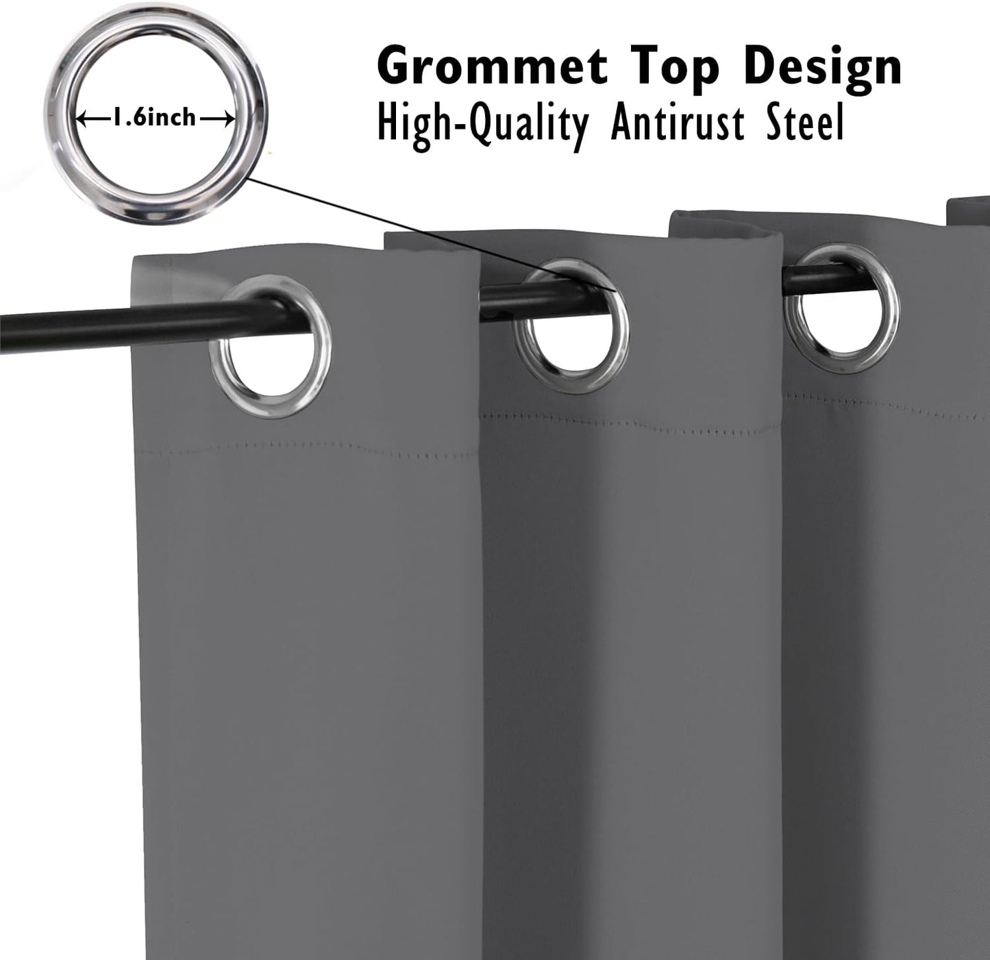 ChrisDowa Blackout Curtains 48 inches Long for Bedroom - 2 Panels Set Grommet Thermal Insulated Room Darkening Curtains for Living Room (Grey, 42 x 48 Inch)