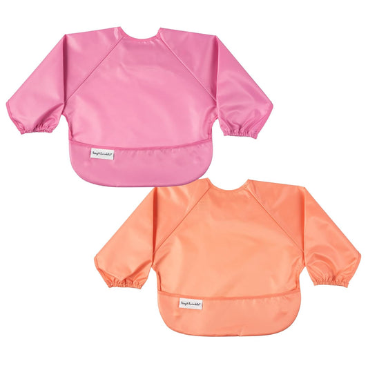 Tiny Twinkle Mess Proof Baby Bibs, 2pk Waterproof Smock Baby Bibs for Eating, Machine Washable Long Sleeve Bibs, Baby Led Weaning, Toddler Bibs, BLW Supplies (Sweet Treat, Small 6-24 Months)