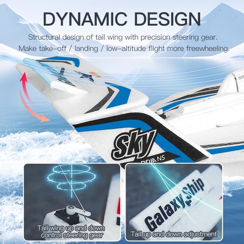 fisca Remote Control Airplane RC Amphibious Plane 2.4Ghz 3 Channel Foam Drone RTF Aircraft Take Off from Land and Water, with Gyroscope and 2 Batteries for Kids 14+ Years Old