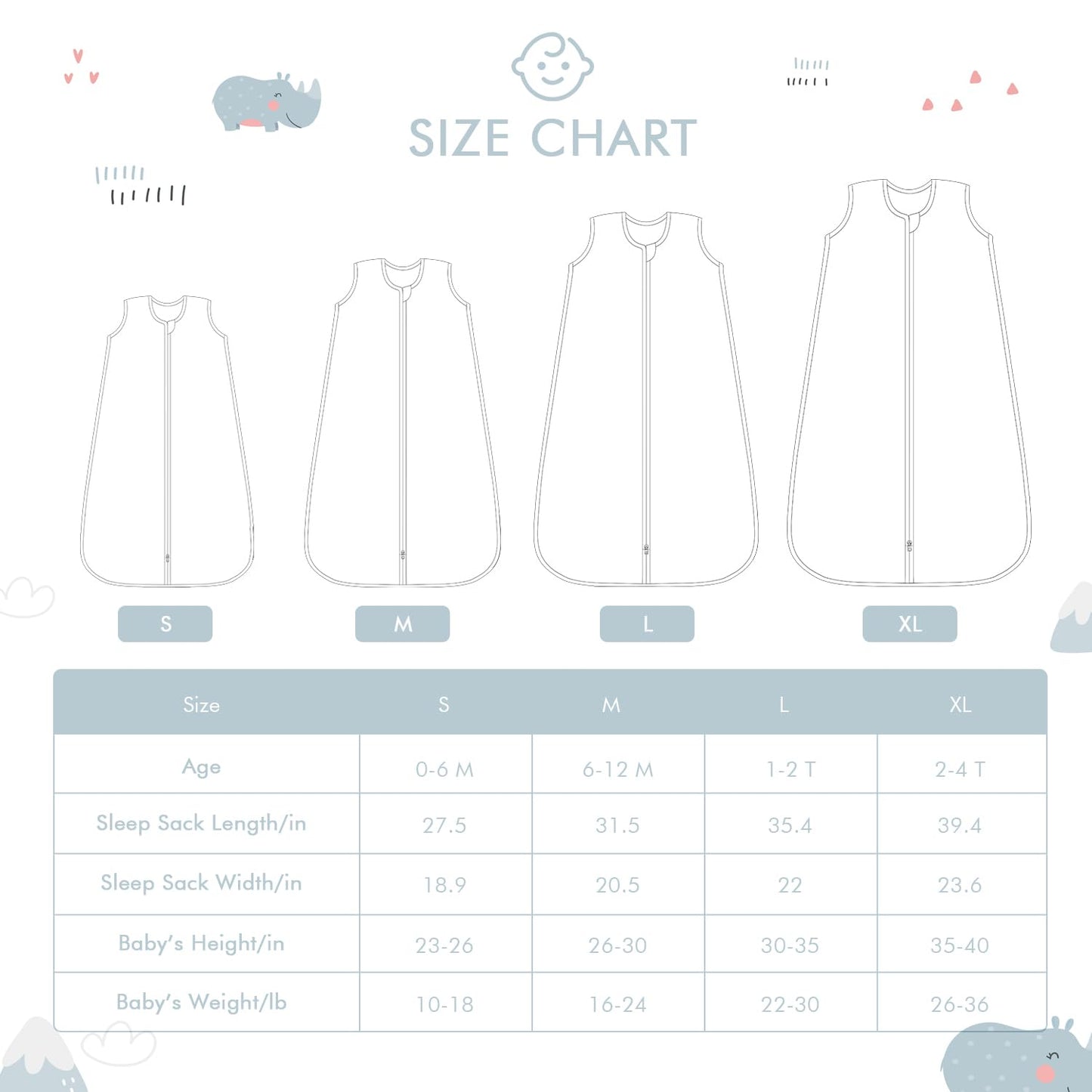Baby Sleep Sack 0-6 Months Wearable Blanket for Babies 100% Organic Cotton 2-Way Zipper YKK 0.5 TOG Toddler Sleeping Sacks