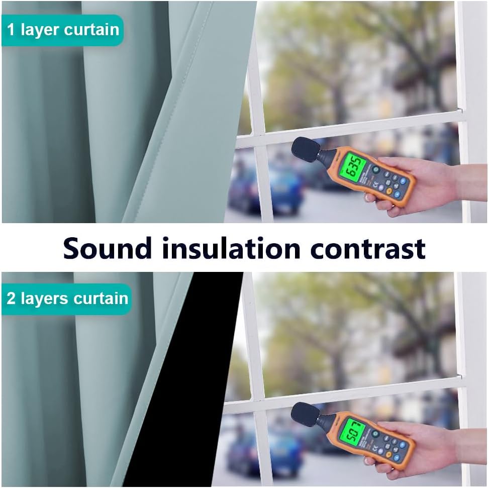 NICETOWN 100% Blackout Short Curtains with Black Liners, Sky Blue, 2 Panels, 37" W by 63" L, Solid Thermal Insulated Full Blackout 2-Layer Lined Drapes, Energy Efficiency Window Draperies for Bedroom
