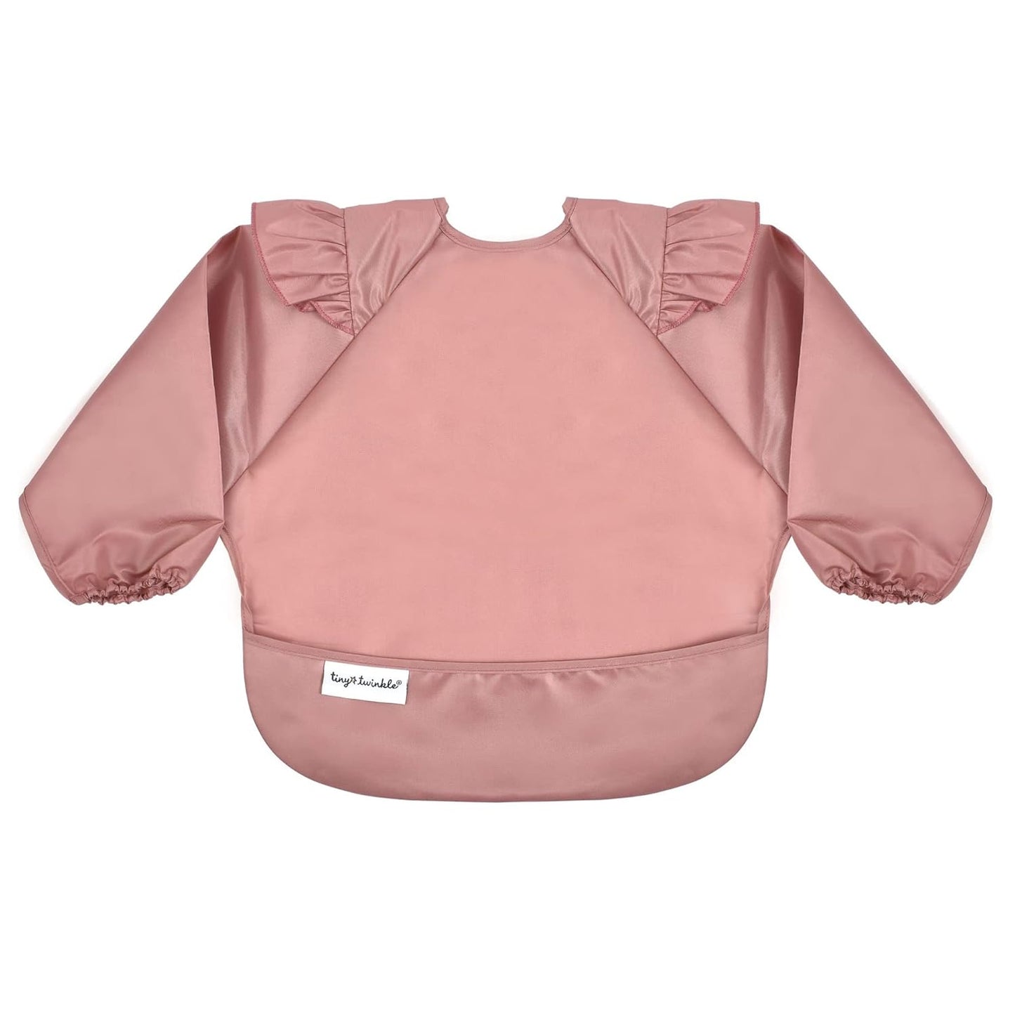 Tiny Twinkle Mess Proof Baby Bib,Waterproof Smock Baby Bib for Eating,Machine Washable Long Sleeve Bib,Baby Led Weaning,Toddler Bib,BLW Supplies(Taupe, Small 6-24 Months)