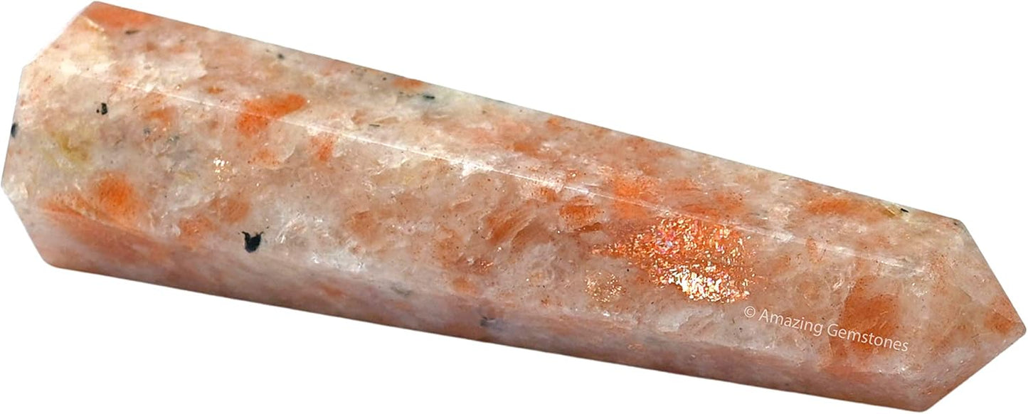 Amazing Gemstone Sunstone Crystal Towers - Natural Healing Crystal Point Obelisk for Reiki Healing and Crystal Grid (3 Inch)