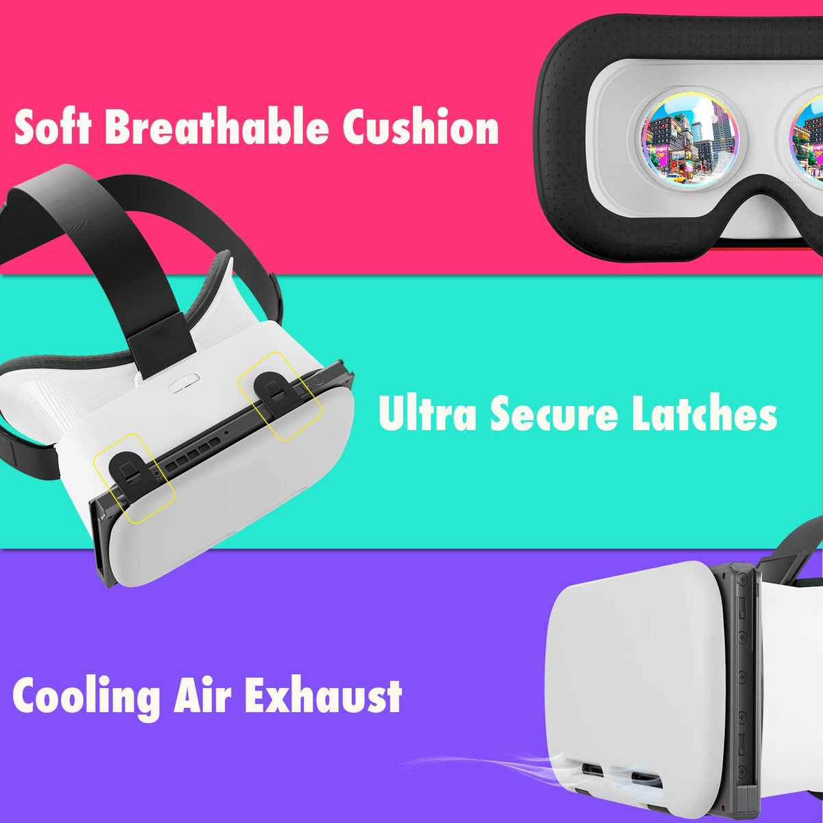 Orzly VR Headset Designed for Nintendo Switch & Switch OLED Console with Adjustable Lens for a Virtual Reality Gaming Experience and for Labo VR - White - Gift Boxed Edition