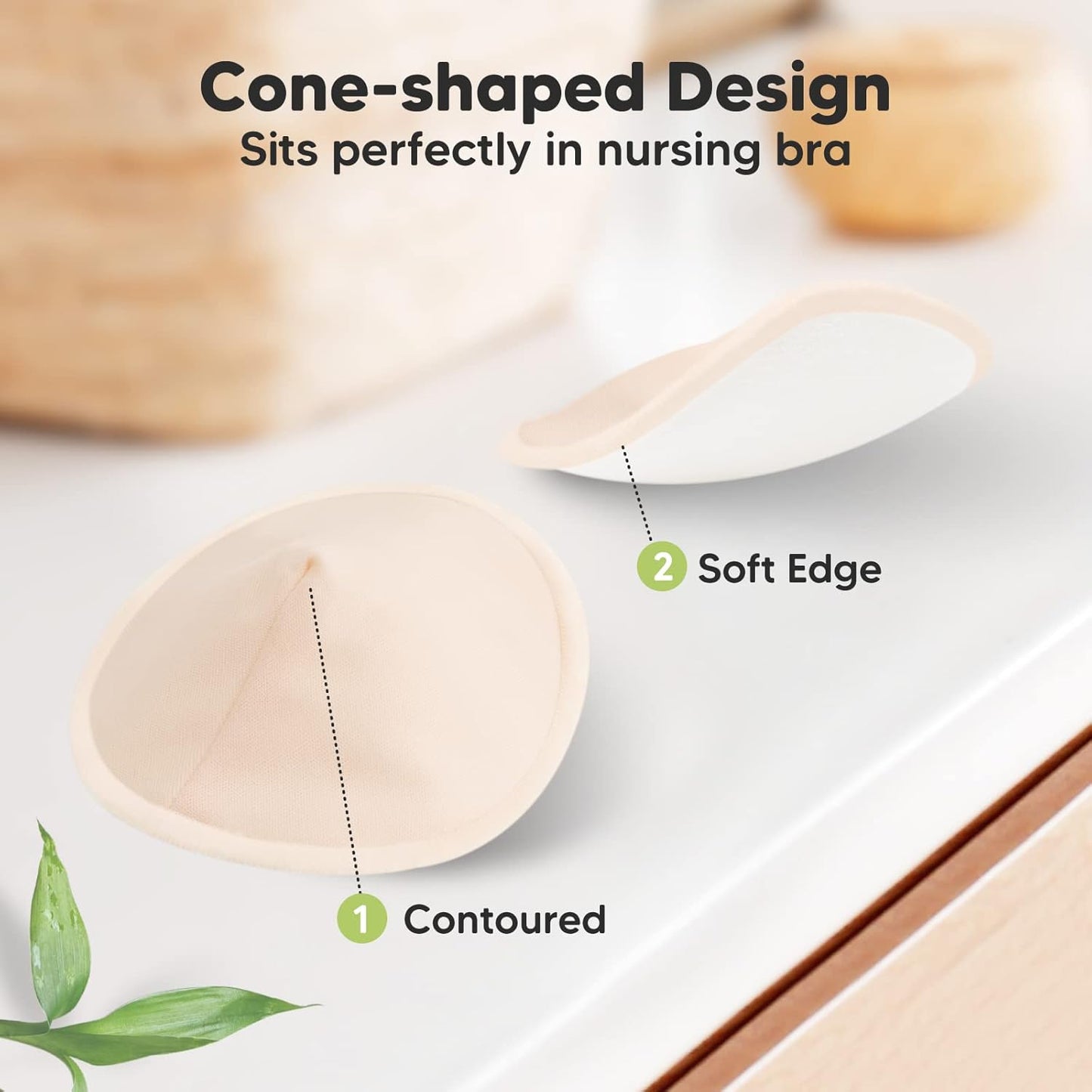 Organic Nursing Pads - 8 Washable Viscose Derived from Bamboo Breastfeeding Pads, Wash Bag, Reusable Breast Pads for Breastfeeding, Nipple Pads for Breastfeeding Essentials(Bare Beige, L 4.8")