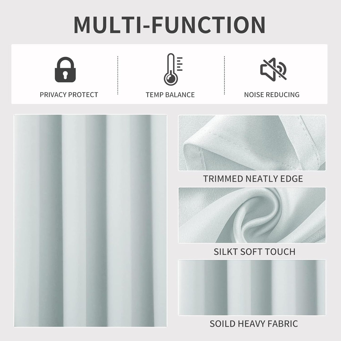 Joydeco White Curtains 54 Inches Long 2 Panels Set, Thermal Insulated Long Curtains& Drapes 2 Burg, Room Darkening Grommet Drapes for Living Room Bedroom Window (W52 x L54 Inch, Greyish White)