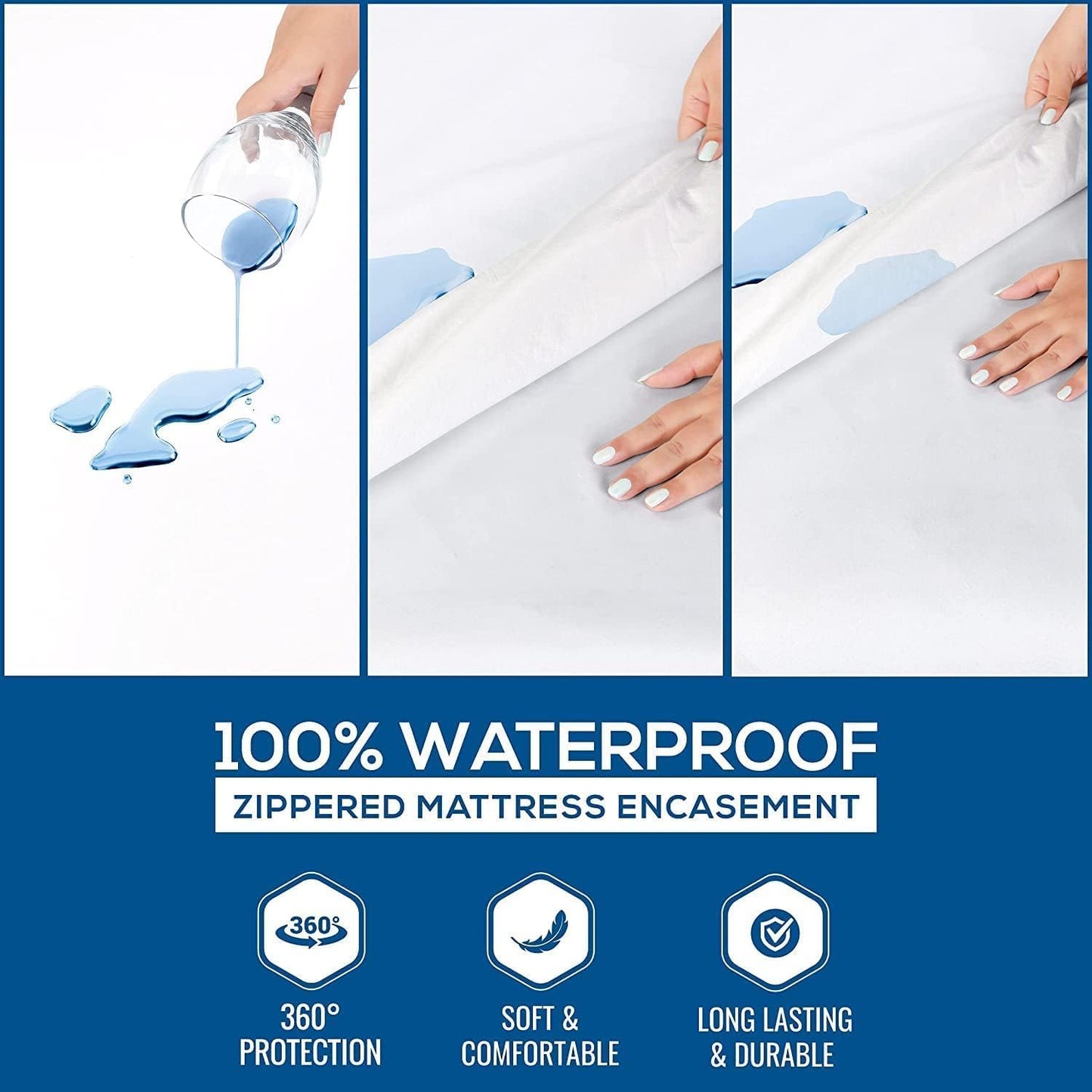 Utopia Bedding Zippered Mattress Encasement Queen Size (Pack of 4), 100% Waterproof, Dust Mite and Bed Bug Proof Mattress Protector, Absorbent 6-Sided Mattress Cover