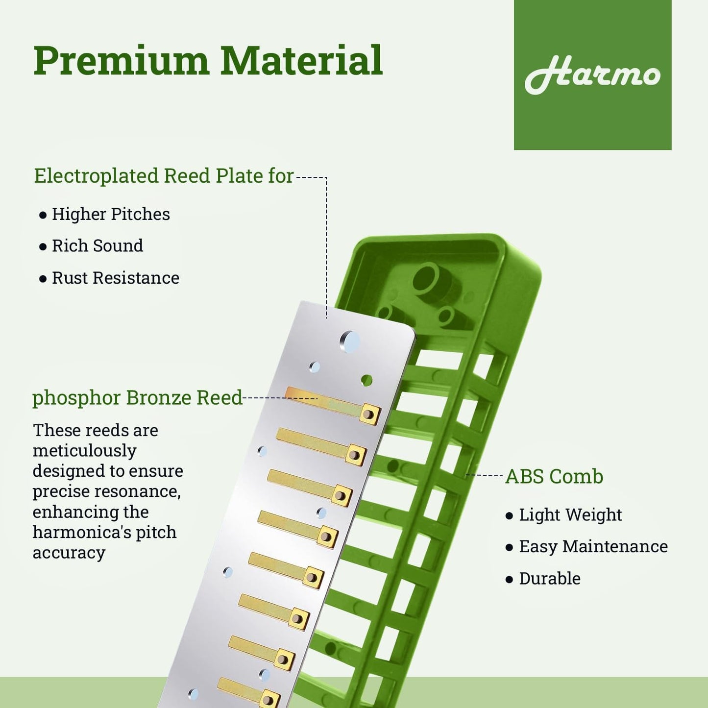 Polar Diatonic Melody Tuned Harmo Harmonica Key of Ab - Special Tuning for Easy Melodies in Cross Harp, 2 Octaves Without Bends, Loud & Responsive with Smooth Edges - USA-Checked